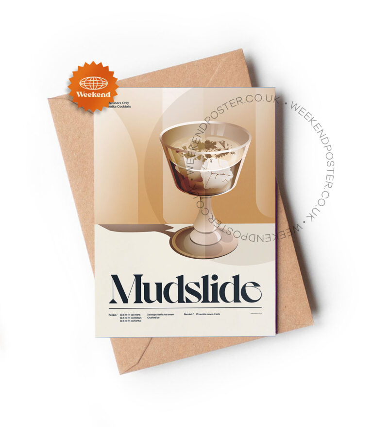 Mid-century retro Mudslide Cocktail greeting card