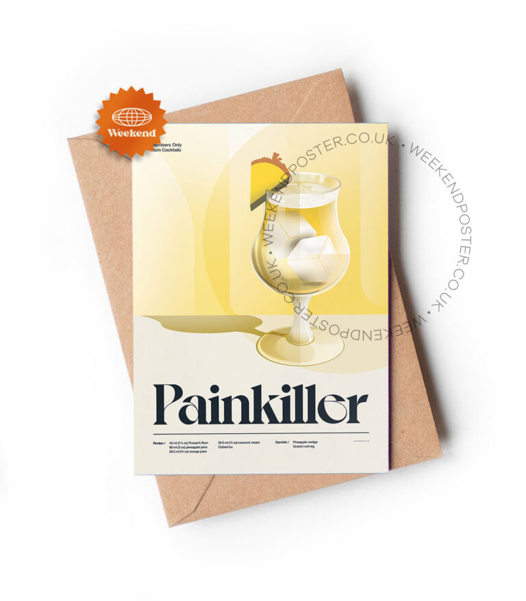 Mid-century retro Painkiller Cocktail greeting card