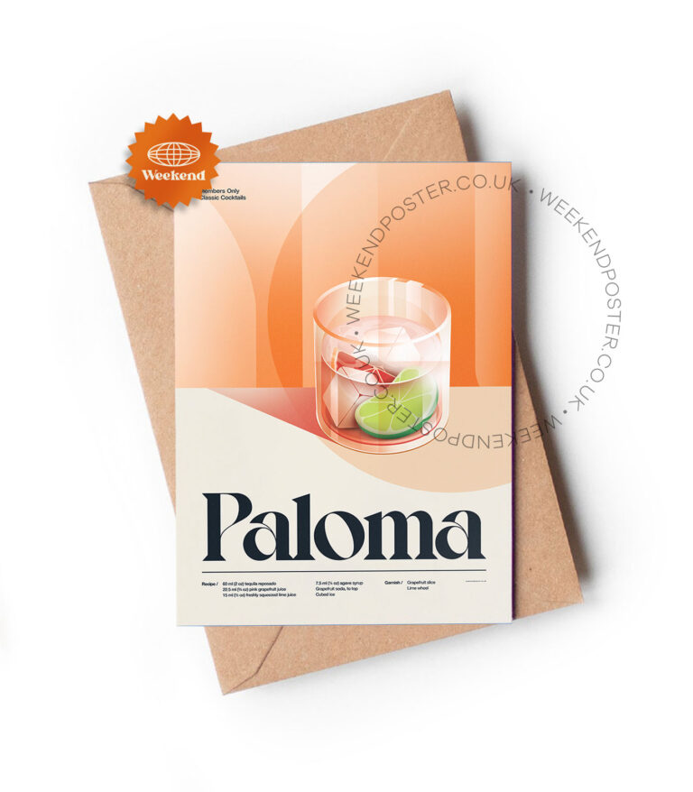 Mid-century retro Paloma Cocktail greeting card