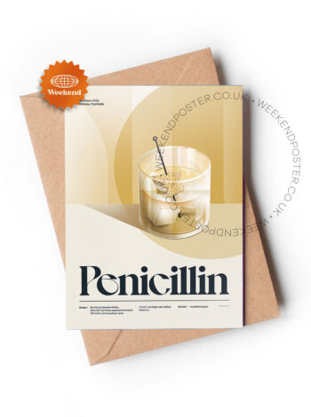 Mid-century retro Penicilin Cocktail greeting card