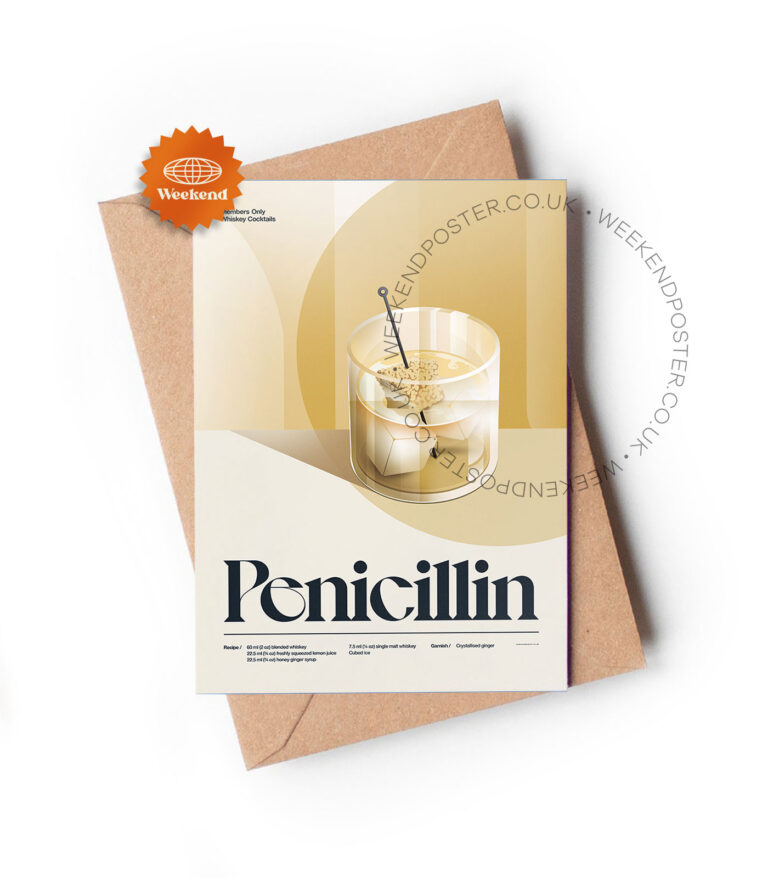 Mid-century retro Penicilin Cocktail greeting card