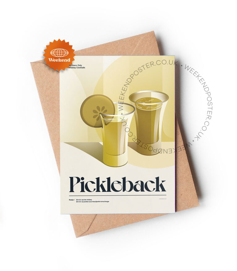 Mid-century retro Pickleback Cocktail greeting card