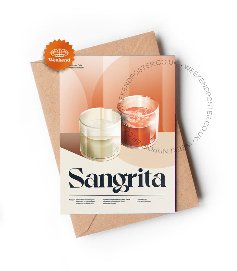 Mid-century retro Sangrita Cocktail greeting card