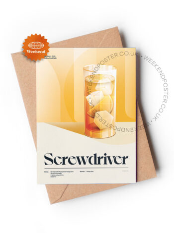 Mid-century retro Screwdriver Cocktail greeting card