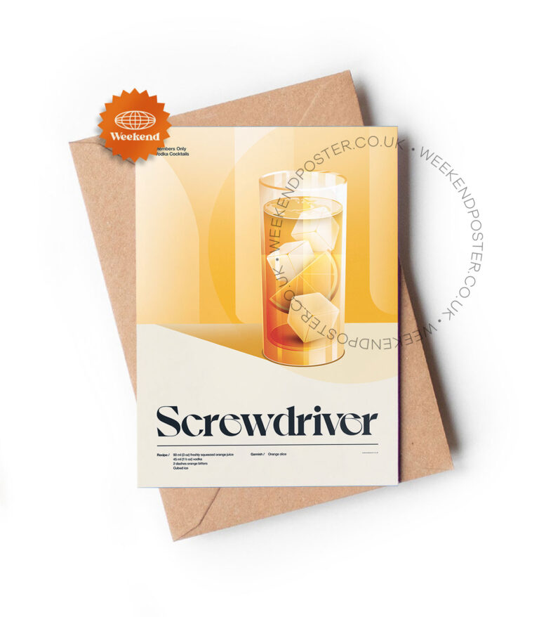 Mid-century retro Screwdriver Cocktail greeting card