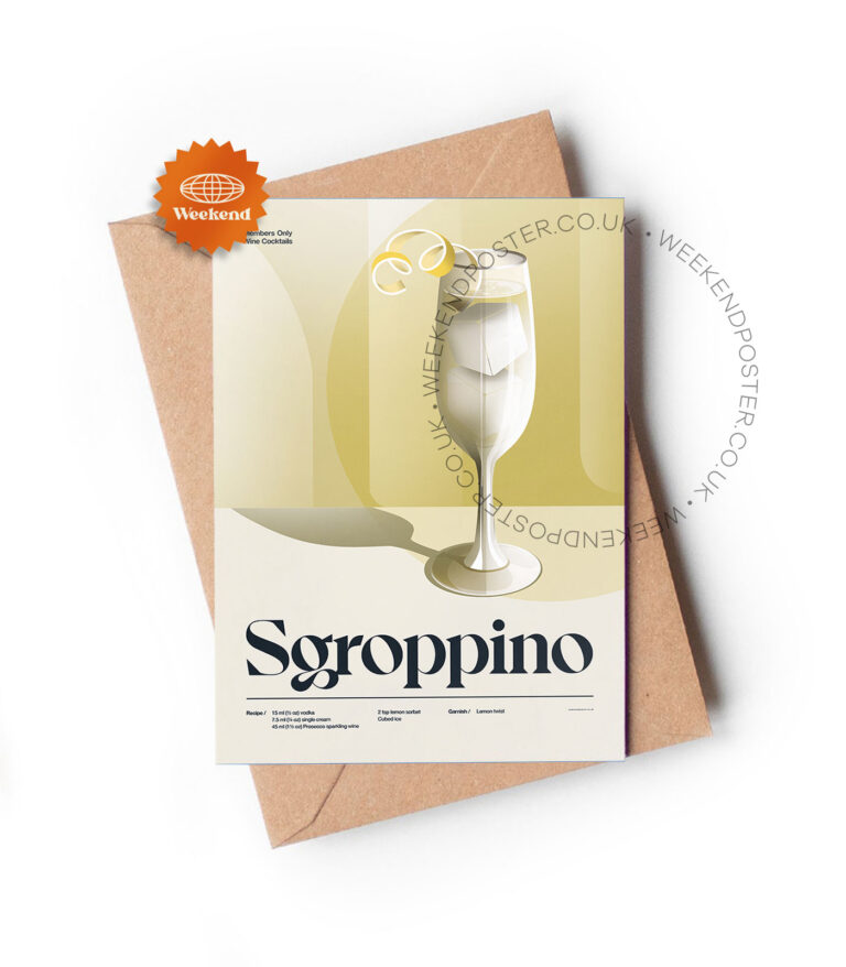 Mid-century retro Sgroppino Cocktail greeting card