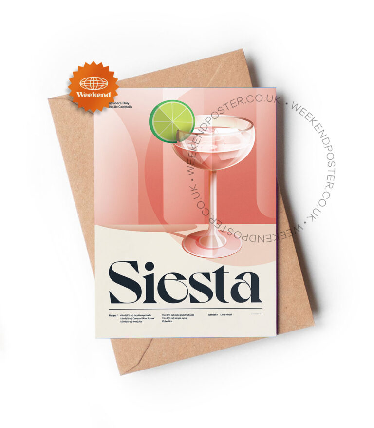 Mid-century retro Siesta Cocktail greeting card