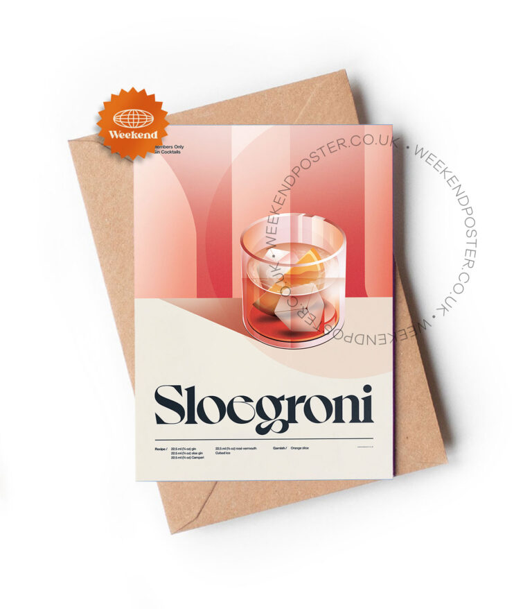 Mid-century retro Sloegroni Cocktail greeting card