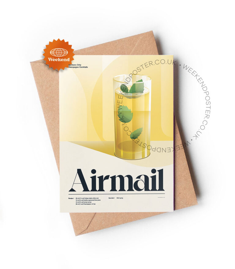 Mid-century retro Airmail Cocktail greeting card