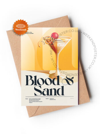 Mid-century retro Blood & Sand Cocktail greeting card