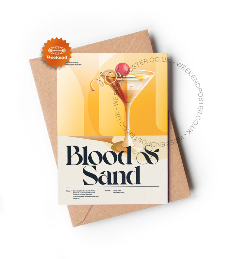 Mid-century retro Blood & Sand Cocktail greeting card