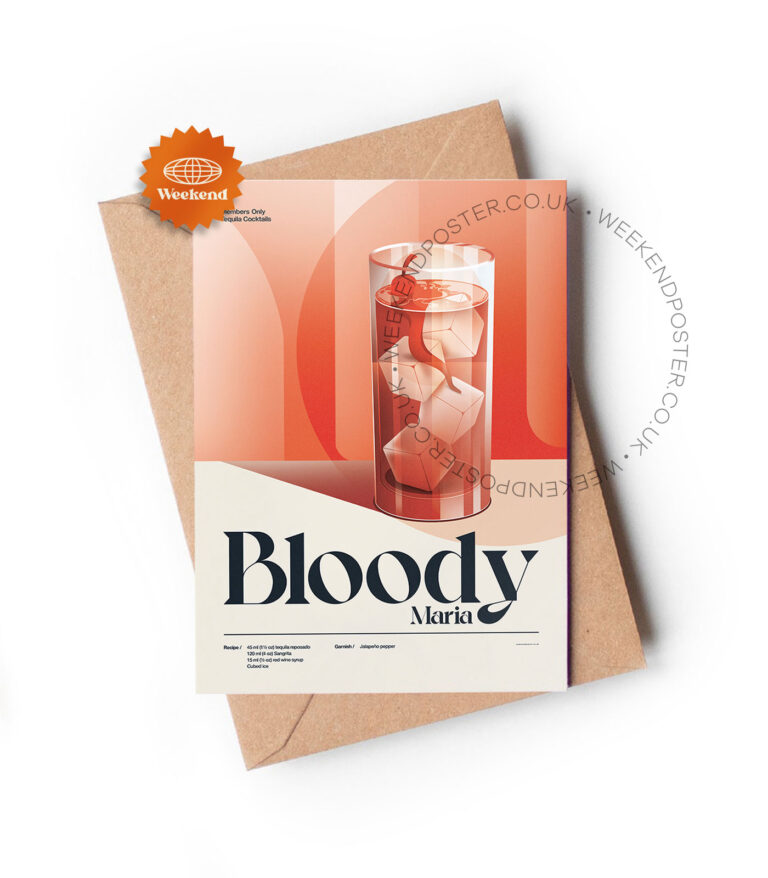 Mid-century retro Bloody Maria Cocktail greeting card