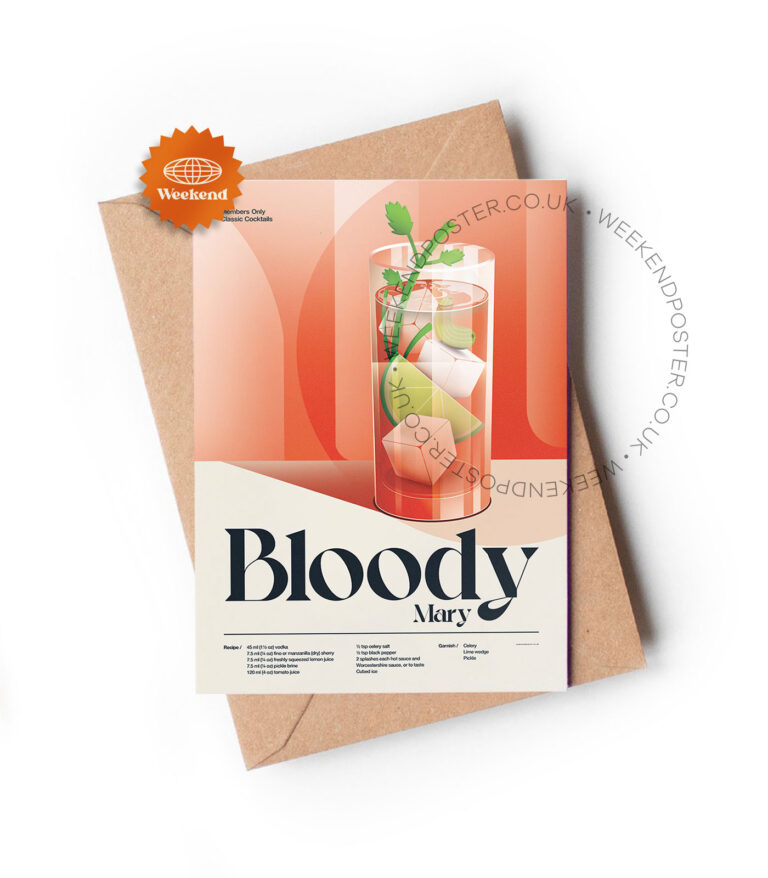 Mid-century retro Bloody Mary Cocktail greeting card
