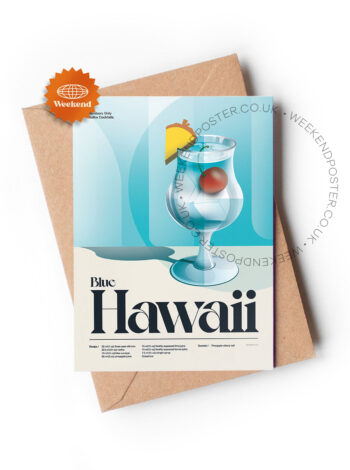 Mid-century retro Blue Hawaii Cocktail greeting card