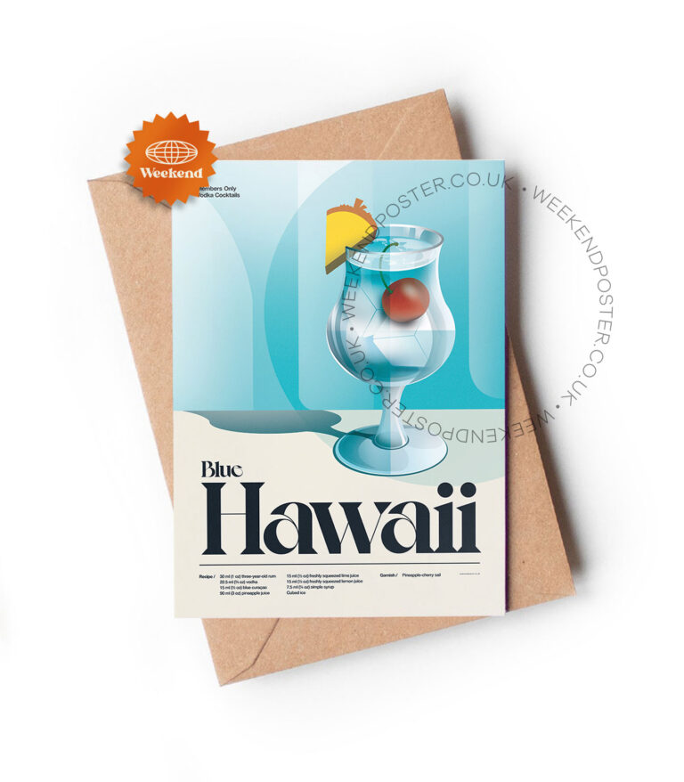 Mid-century retro Blue Hawaii Cocktail greeting card