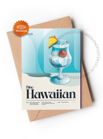 Mid-century retro Blue Hawaiian Cocktail greeting card