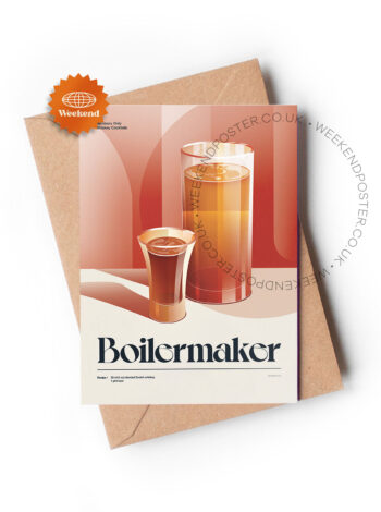 Mid-century retro Boilermaker Cocktail greeting card