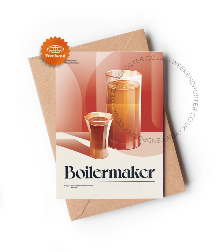 Mid-century retro Boilermaker Cocktail greeting card