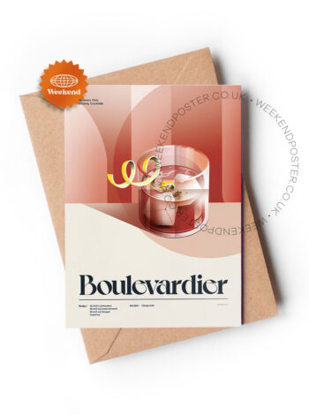 Mid-century retro Boulevardier Cocktail greeting card