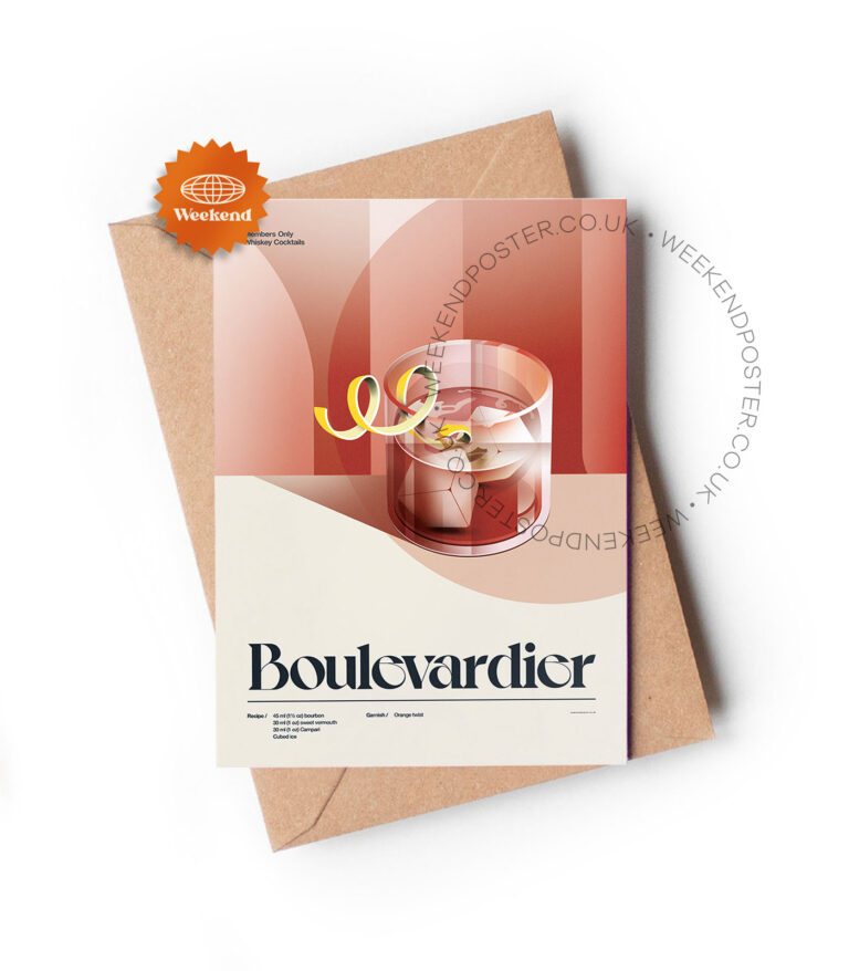 Mid-century retro Boulevardier Cocktail greeting card