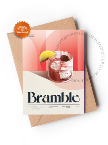 Mid-century retro Bramble Cocktail greeting card