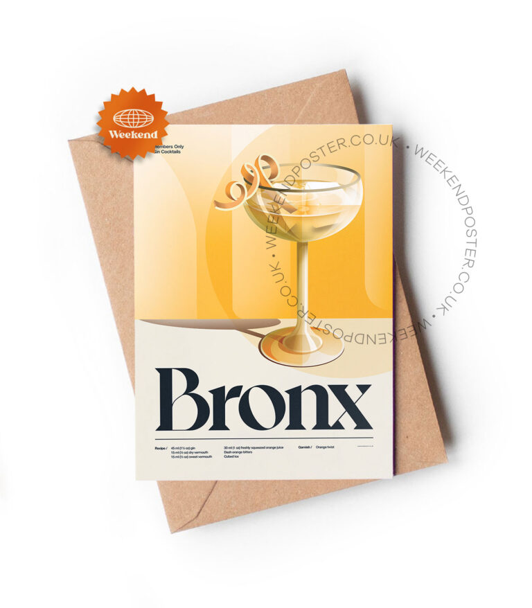 Mid-century retro Bronx Cocktail greeting card