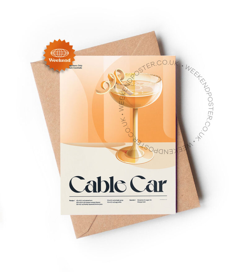Mid-century retro Cable Car Cocktail greeting card