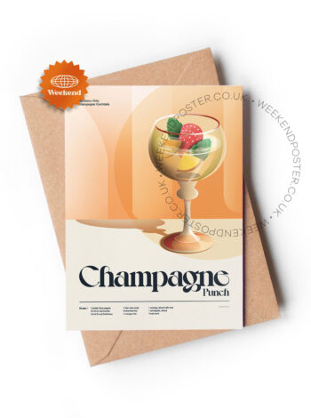 Mid-century retro Champagne Punch Cocktail greeting card
