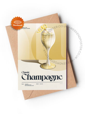 Mid-century retro Classic Champagne Cocktail greeting card
