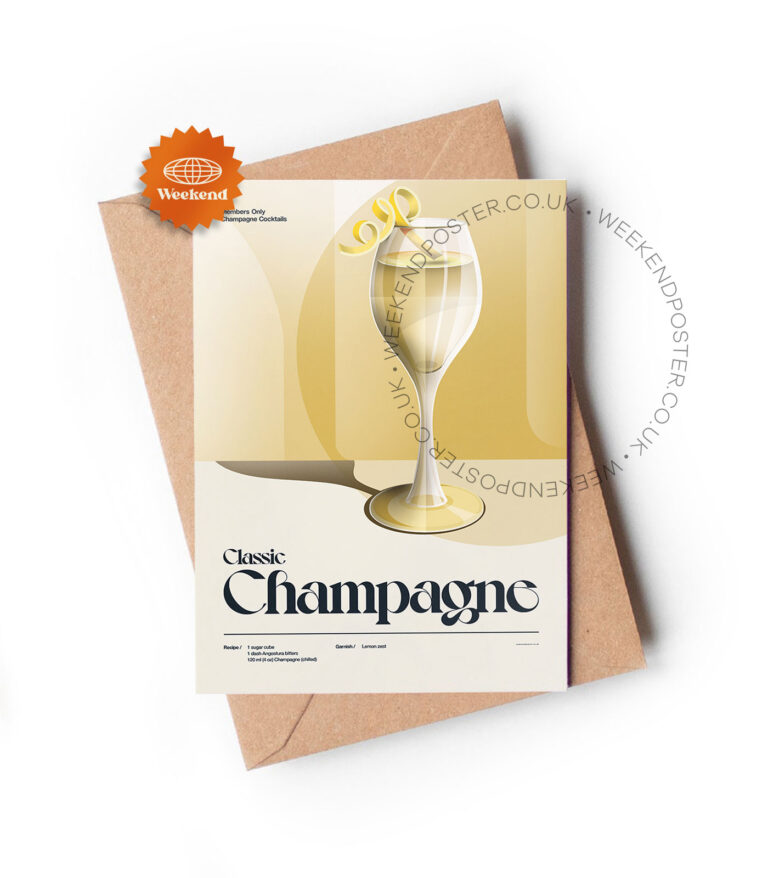 Mid-century retro Classic Champagne Cocktail greeting card