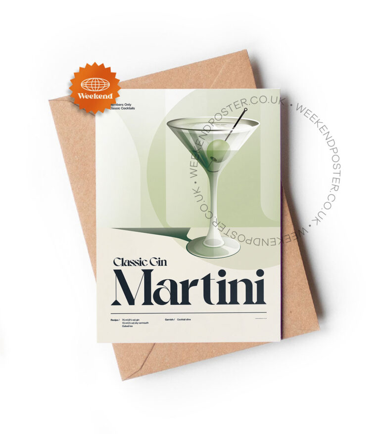 Mid-century retro Classic Gin Martini Cocktail greeting card