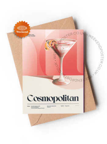 Mid-century retro Cosmopolitan Cocktail greeting card