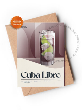 Mid-century retro Cuba Libre Cocktail greeting card