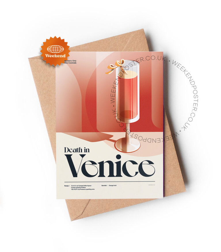 Mid-century retro Death in Venice Cocktail greeting card