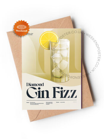 Mid-century retro Diamond Gin Fizz Cocktail greeting card
