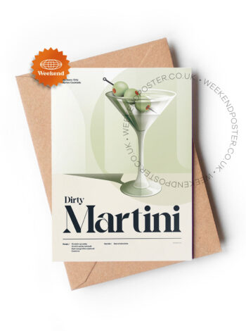 Mid-century retro Dirty Martini Cocktail greeting card
