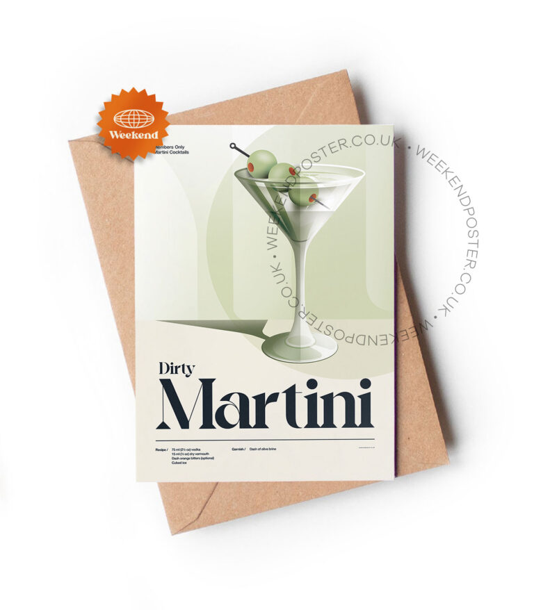 Mid-century retro Dirty Martini Cocktail greeting card