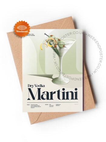 Mid-century retro Dry Vodka Martini Cocktail greeting card