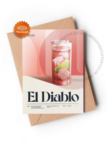 Mid-century retro El Diablo Cocktail greeting card