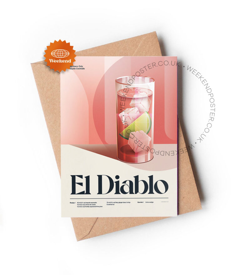 Mid-century retro El Diablo Cocktail greeting card