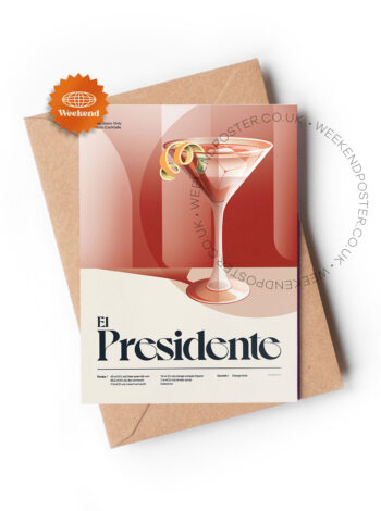 Mid-century retro El Presidente Cocktail greeting card