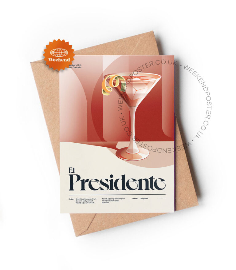 Mid-century retro El Presidente Cocktail greeting card