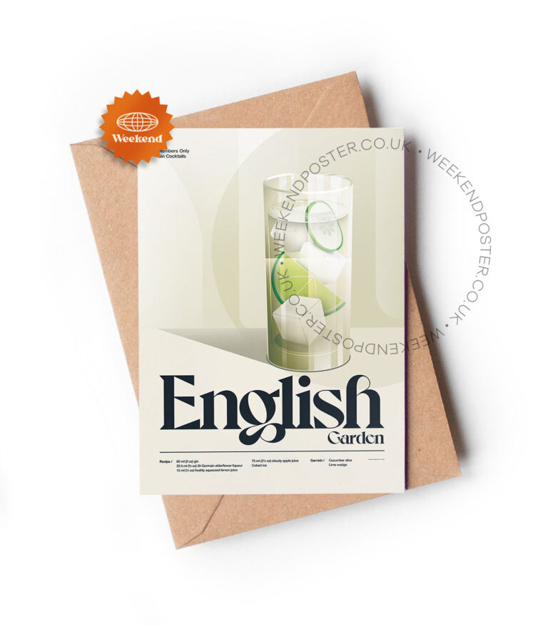 Mid-century retro English Garden Cocktail greeting card