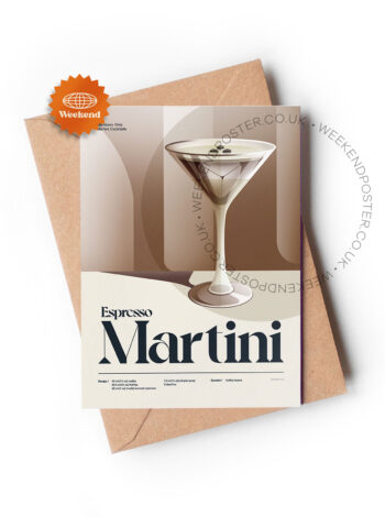 Mid-century retro Espresso Martini Cocktail greeting card