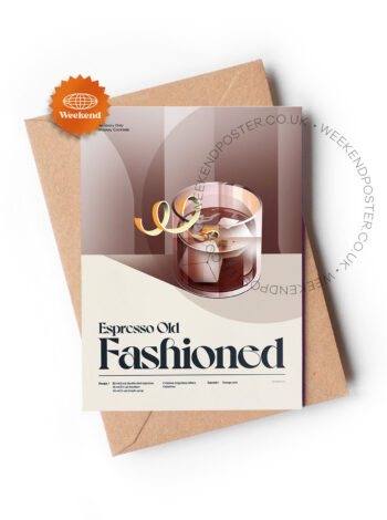 Mid-century retro Espresso Old Fashioned Cocktail greeting card