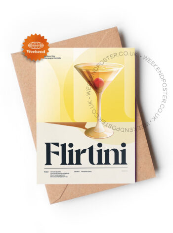Mid-century retro Flirtini Cocktail greeting card