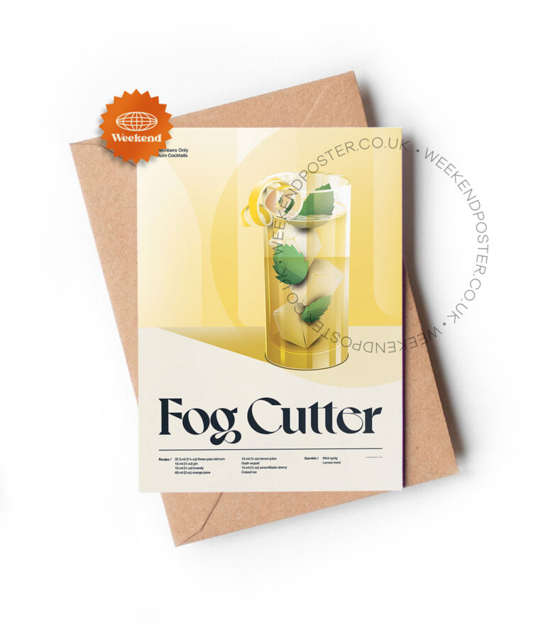 Mid-century retro Fog Cutter Cocktail greeting card