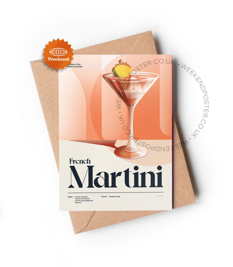 Mid-century retro French Martini Cocktail greeting card