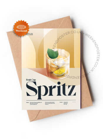 Mid-century retro Fruit Cup Spritz Cocktail greeting card