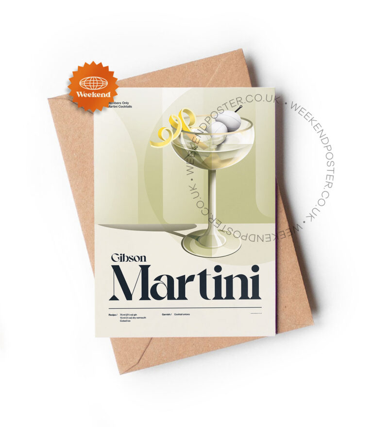 Mid-century retro Gibson Martini Cocktail greeting card